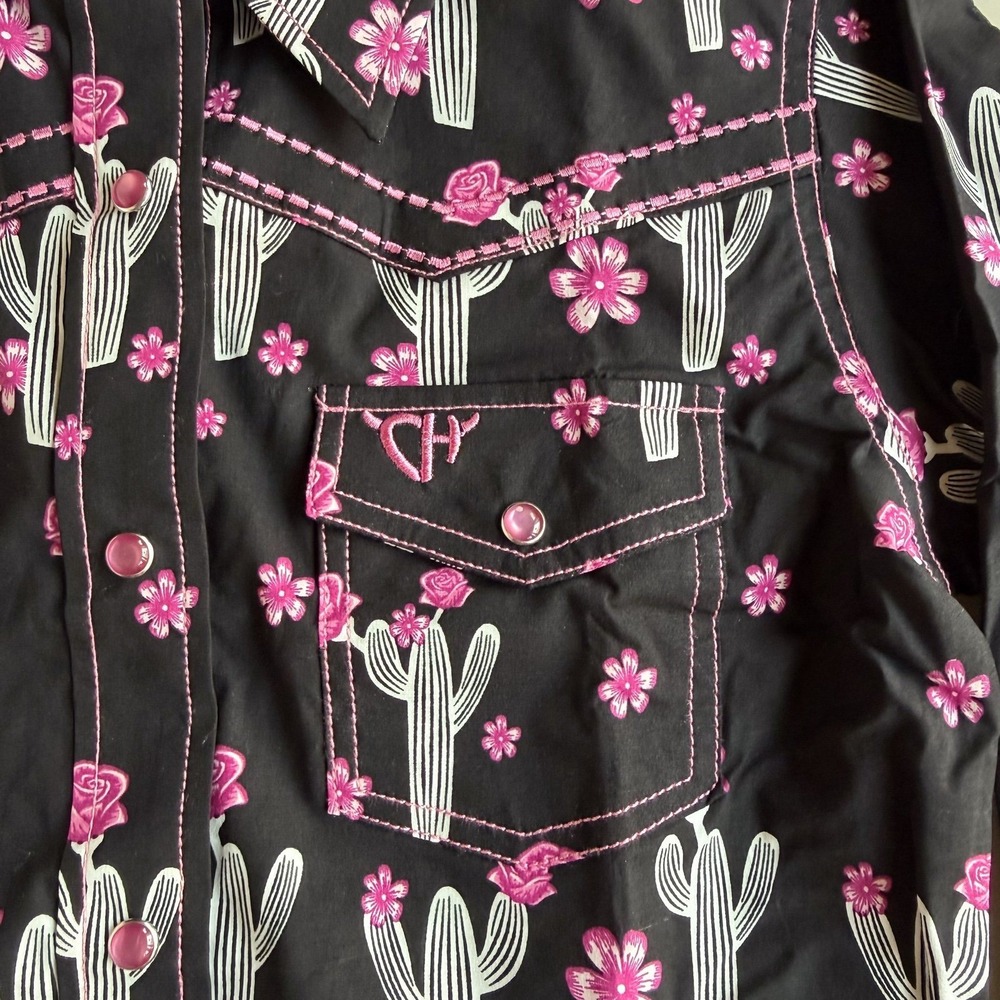 Cowgirl Hardware Girls Small 6 Desert Rose Western Snap Shirt Cactus Floral NWT - Picture 3 of 10